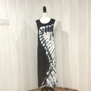 Tie dye VINTAGE CONCEPT navy blue and white maxi dress